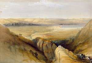 1842年にロンドンで1842年にロンドンで出版されたLouis Haghe（1806-85）の「聖地」のボリュームIIからのジョーダンバレー 作： David Roberts