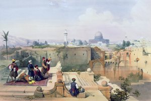 寺院の場所を示すオマールのモスク、ルイ・ハゲ（1806-85）によって刻まれた「聖地」のボリュームIのプレート8、1842年に出版