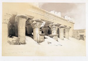 エドフーのポルティコの一部-1838年11月23日にデビッド・ロバーツが描いたもので、1849年にロンドンで出版された "The Holy Land "に掲載されている。 作： David Roberts
