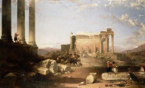 1861年、バールベックの太陽の神殿の遺跡 作： David Roberts