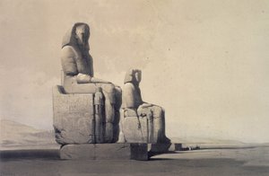 テーベの彫像、エジプト、c1845（リトグラフ） 作： David Roberts