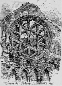 ウィンチェスター家のホールの円形窓ウィンチェスター宮殿、サザーク、1835年、1912年 作： David Roberts