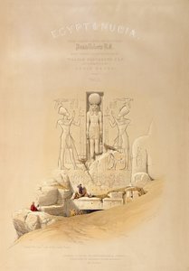 1846年にロンドンで出版されたLouis Haghe（1806-85）によって彫刻された、ヌビアのAboo Simbleの大寺院への入り口、「エジプトとヌビア」の巻Iのタイトルページ 作： David Roberts