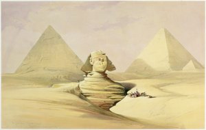 「ギザの大スフィンクスとピラミッド」、エジプト、c1845 作： David Roberts