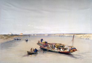 19世紀のダハシュールとサッカラのピラミッドを望むナイル川 作： David Roberts