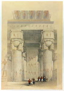 デンデラ、エジプト、19 世紀の神殿の柱廊の下からの眺め 作： David Roberts