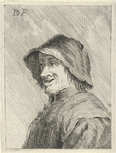 左に頭に帽子をかぶった農夫 作： David Teniers (II)