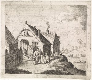 家で話している3人の男性 作： David Teniers (II)