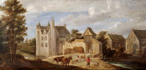 「Perck 近くのアーティストの家 De Dry Token の眺め」、c1663-c1690 作： David Teniers II
