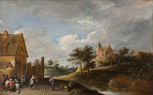 農民が踊る風景、c。 1645-1650。 作： David Teniers the Elder
