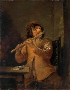 フルート奏者、1630年代。 作： David Teniers the Younger