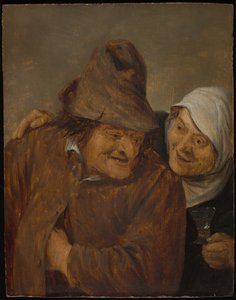 グラスワインを持った二人の農民 作： David Teniers the Younger
