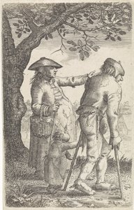 女性と子供と松葉杖でこじき 作： David Vinckboons (I)