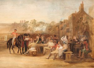 1819年のウォータールーディスパッチを読んでいるチェルシー年金受給者 作： David Wilkie