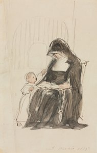 子への修道女の読書、1835年。 作： David Wilkie