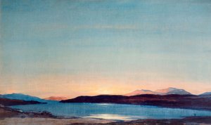 日没、ラノック湖、1923 年。 作： David Young Cameron