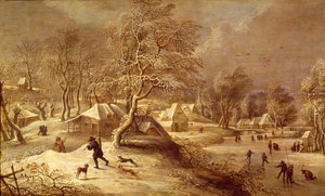 雪の下の古い村 作： David Teniers the Elder