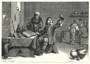 尿の医者（彫刻 作： David the Younger (after) Teniers