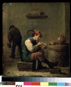 喫煙者」1630年頃（木に油彩 作： David Teniers the Younger