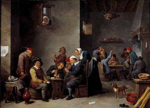 キャバレーの内装。カードゲームです。ダヴィッド・テニエ2世（1610～1690） Ec.Flam. 作： David Teniers the Younger
