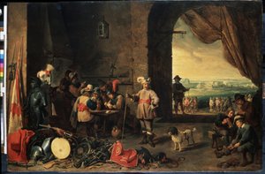 守衛室。 David Teniers the Young（1610-1690）による絵画。 木に油彩、69 x 103 cm