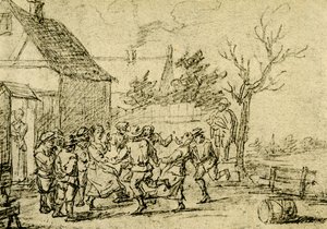 家の前で踊る農民 作： David Teniers the Younger