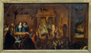 安息日の風景。ダヴィッド2世テニアスが描いた「若き日」と呼ばれる絵（1610-1690）Ec.Flam. 作： David Teniers the Younger