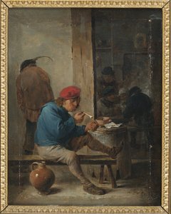 喫煙者のいる居酒屋の風景」テニアス、ダヴィッド、ヤング（1610-1690）作。木に油彩。寸法：23,9x19 cm。ストックホルム国立博物館 作： David Teniers the Younger