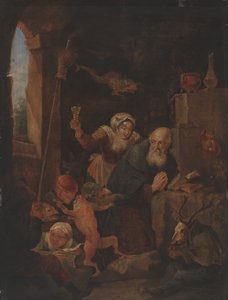 聖アントニウスの誘惑（パネルに油彩） 作： David Teniers the Younger