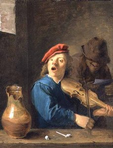 フィドラー、1633年（銅に油彩） 作： David Teniers the Younger