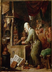 錬金術師（パネルに油彩 作： David Teniers the Younger