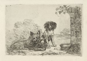二匹の犬 作： David van der Kellen