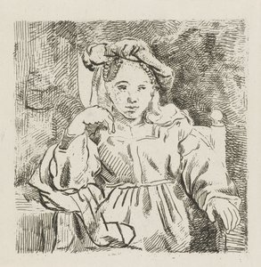 座っている女の子 作： David van der Kellen