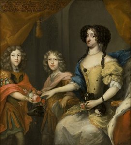 1680年頃、息子のヨハンゲオルクとフリードリヒアウグストとともに、ザクセンの女王であるデンマークの王女、アンナソフィア 作： David von Krafft