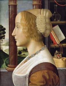 若い女性の横顔の肖像画 作： Davide Ghirlandaio