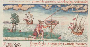 海軍のパイロット、ジャック・ド・ヴォルクスの最初の作品からのイラスト、1583年。 作： De Vaulx