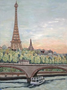エッフェル塔の眺め、2017年（キャンバスにアクリル画） 作： デボラ・イブ・アラストラ