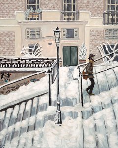 モンマルトルの雪、2018年（アクリル、キャンバス）