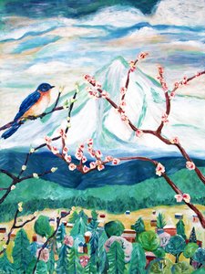 春の兆し、2016年（キャンバスにアクリル画） 作： デボラ・イブ・アラストラ