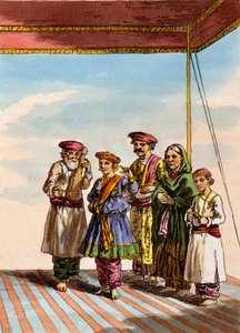 1813年にJAアトキンソンによってエッチングされたTDブロートンの「マハッタの衣装、キャラクター、マナー、国内習慣、宗教儀式」からクハルワを踊っている少女 作： Deen Alee