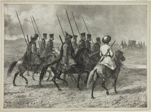 1837 年 10 月 11 日、タマン (中央ロシア)、クバンの国境へのコサックの護衛