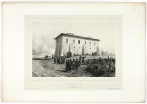 「イタリアの思い出: ローマからの遠征」より、6 つの緑のシャッターの家 作： Denis Auguste Marie Raffet