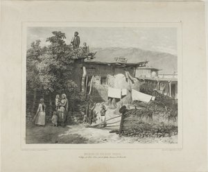 クリミア、ヤルタ近郊のデレ・クイ村のタルタル人農民の家（1837年8月31日 作： Denis Auguste Marie Raffet