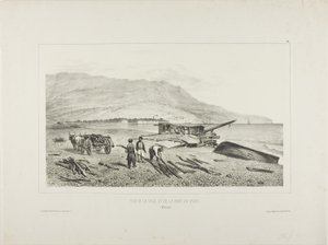 クリミア、ヤルタの村と湾の眺め（1837年8月15日 作： Denis Auguste Marie Raffet