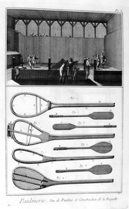 実際のテニスとラケットの建設、1751-1777