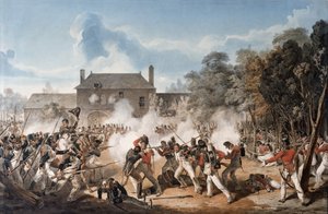 フランクカンパニーによるフーモン城の防御、コールドストリームガード1815、1815 作： Denis Dighton
