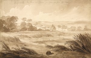 「No 1 Hougomont The House and farme du-Gourman from the Right」（1815年、紙と鉛筆） 作： Denis Dighton