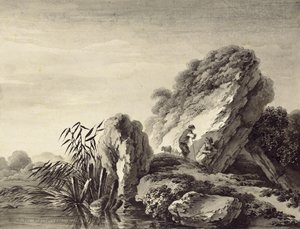 南の風景の中の羊飼いのシーン 作： Deodatus de Roger