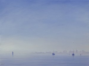 ムンバイ港（カンヴァに油彩） 作： Derek Hare
