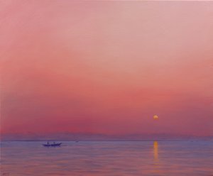 ガンジス川のピンクの夜明け 作： Derek Hare